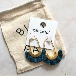 Madewell Blue Fringe Gold Arc Earrings